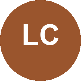 Fictional Linden Coffee logo with LC initials in a brown circle